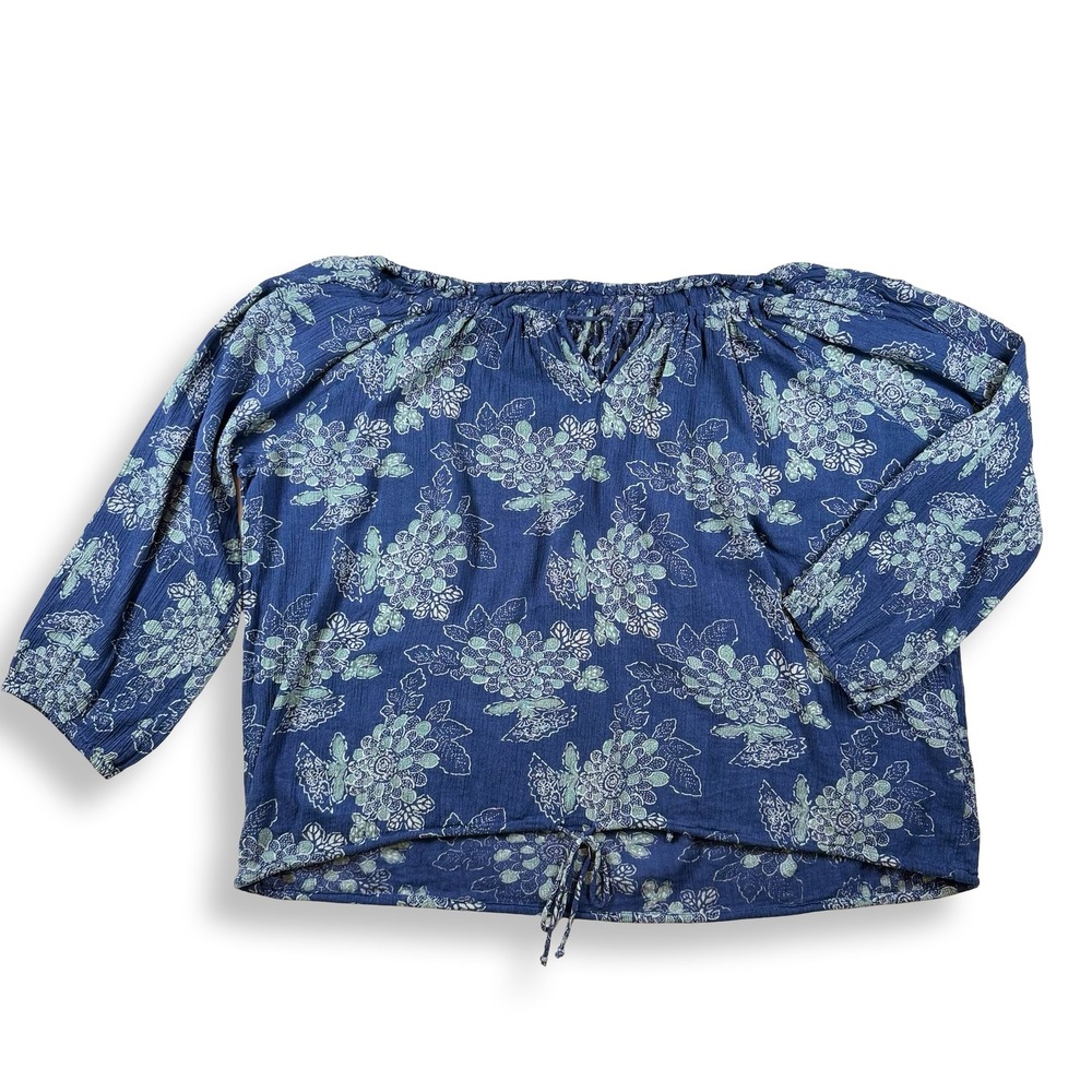 Denim & Supply Ralph Lauren Off Shoulder Blue Long Sleeve Boho Peasant Top